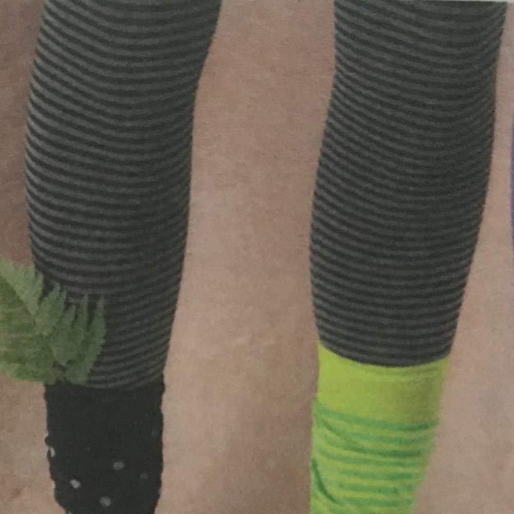 Black & Gray cool stripped Randiga Leggings L/XL